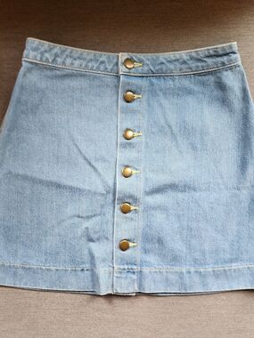 American Apparel Light Blue Denim Button-Front Mini Skirt